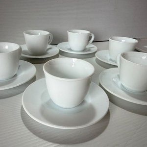Juego de Café de Loza Blanca para 6 Personas con Plato para Torta - imagen 3