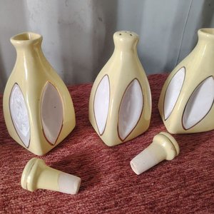 Juego de Aceitera, Vinagrera y Salero de Cerámica Vintage - imagen 4