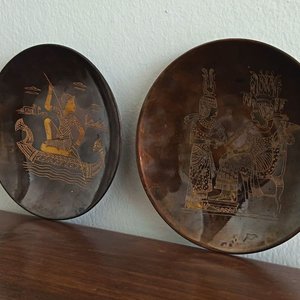 Conjunto de 5 Platos de Cobre Egipcios: Guerrero, Faraón, Nefertiti - imagen 1