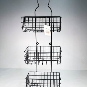 Organizador de Metal Esmaltado Negro de Tres Pisos - imagen 2