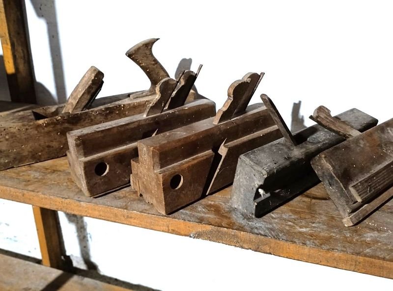 Lote de Cepillos de Carpintero Antiguos de Madera