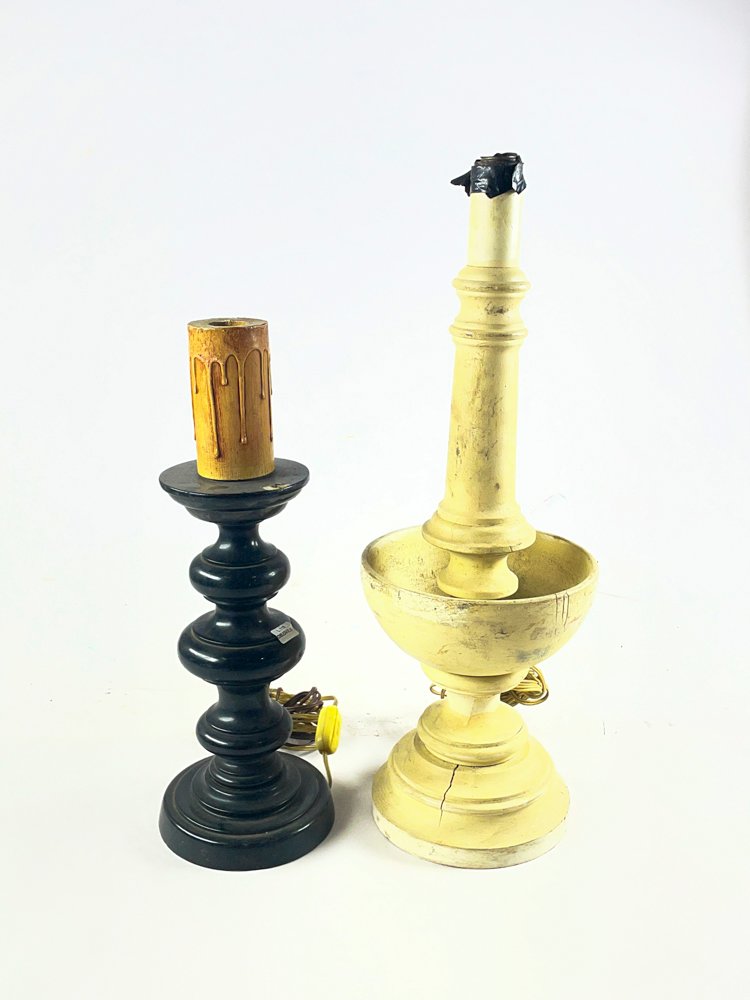Lámparas de Sobremesa de Madera: Negra (42 cm) y Blanca (53 cm)