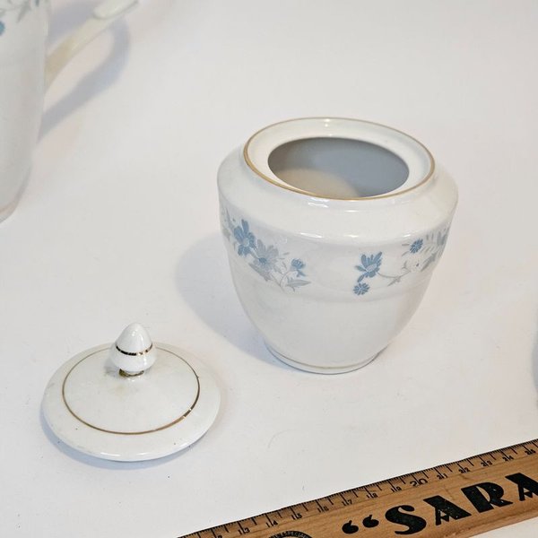 Juego de té hermoso en porcelana blanca y azul - imagen 8