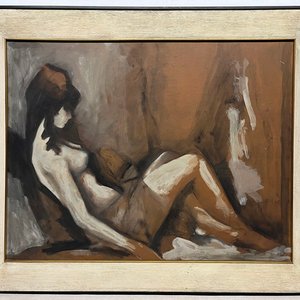 Manuel Lima "Dama Posando" Óleo sobre Fibra 70 x 90 cm - imagen 2