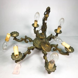Araña de Bronce Labrada de Seis Luces - imagen 2