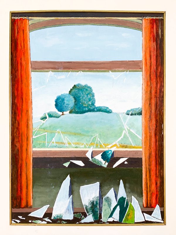 Pintura de paisaje rural con vista desde una ventana - imagen 2