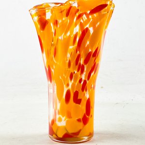 Florero de Cristal Hialino Rojo y Amarillo con Diseño de Manchas - imagen 4