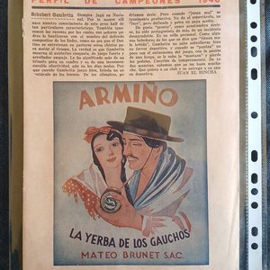 Lámina Antigua Publicitaria Yerba Armiño - Schubert Gambetta 1946 - imagen 3