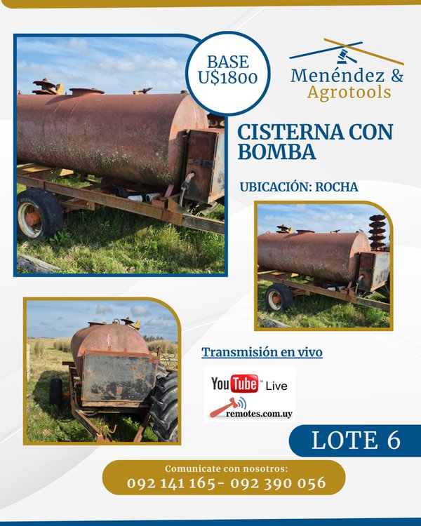 Cisterna con Bomba para Riego o Transporte de Líquidos
