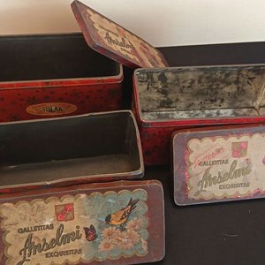 Lote de 3 latas antiguas de galletas Anselmi - imagen 6