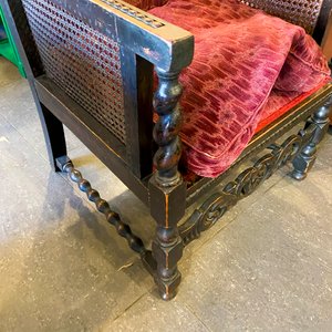 Sillón Luis XV y Sofá de Cuero Marrón Estilo Clásico - imagen 2