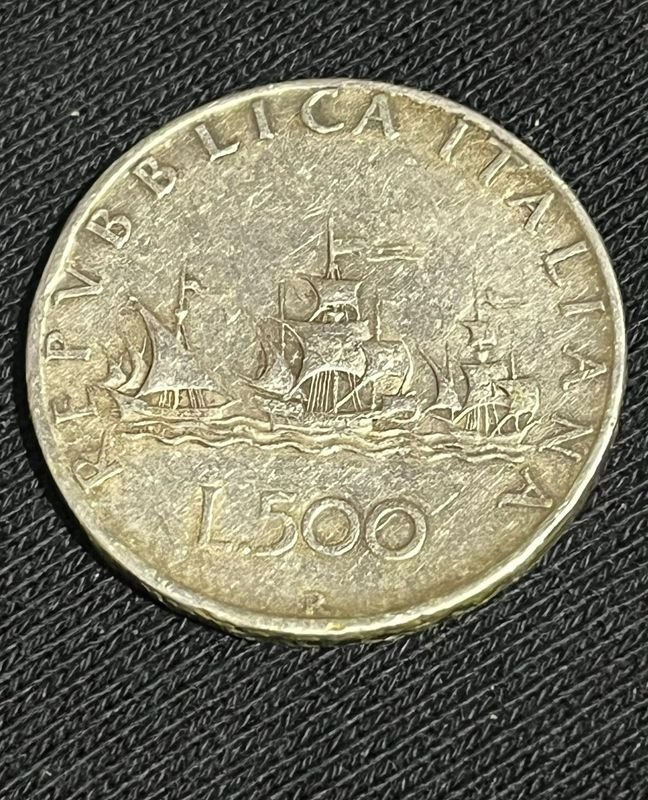 Moneda Italiana 500 Liras de Plata de 1958