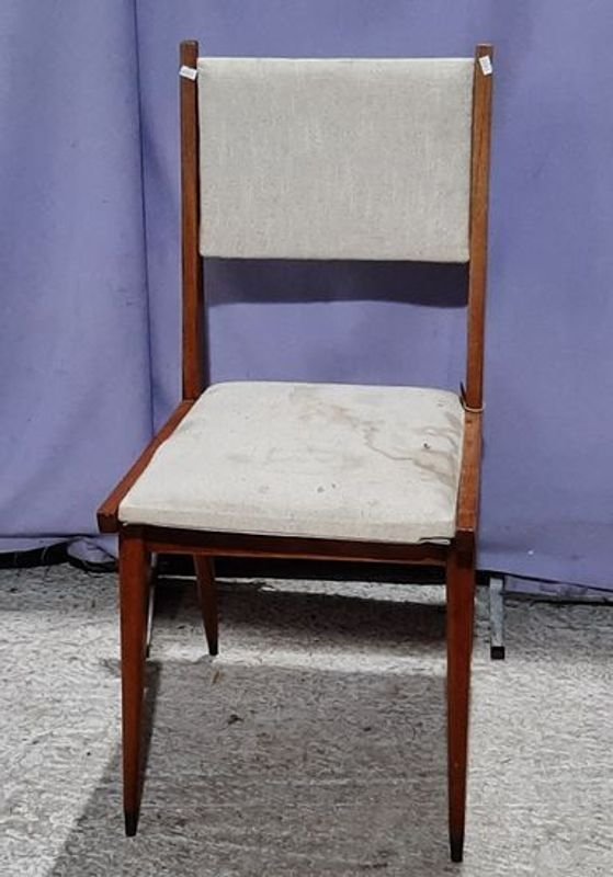 Silla de Madera Estilo Americano Tapizado Beige - imagen 1