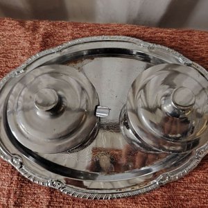 Bandeja Ovalada con Dos Azucareros y Cucharas de Acero Inoxidable - imagen 2