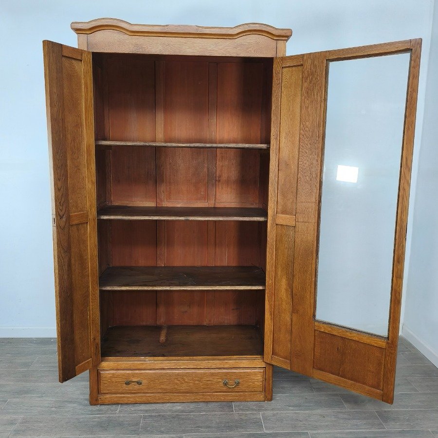 Biblioteca de roble con 2 puertas y un cajón inferior - imagen 4
