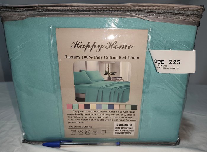 Juego de Sábanas King Size "Happy Home" 4 Piezas Verde Agua