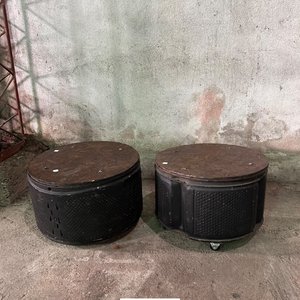 Lote siguiente: 2 Bancos Puff Redondos Tipo Tambor