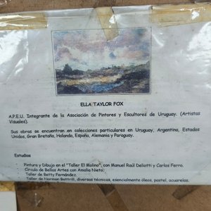 Óleo sobre Fibra "Ella Taylor Fox" con Marco de Madera Natural - imagen 7