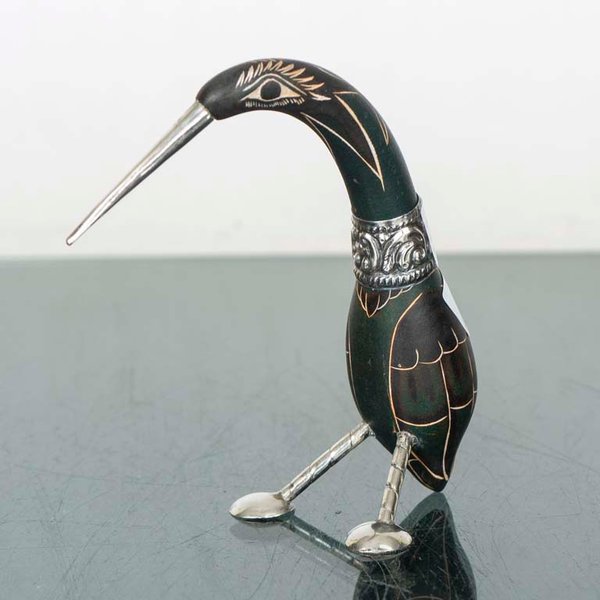 Figura Decorativa de Ave con Apliques de Plata Peruana - imagen 1
