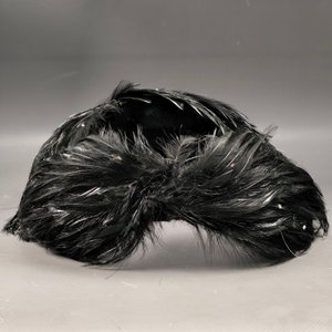Antiguo Tocado de Plumas Negras con Perlas para Eventos Nocturnos - imagen 9