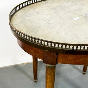 Mesa Francesa Oval de Sala con Tapa de Mármol y Barandilla de Bronce - imagen 3
