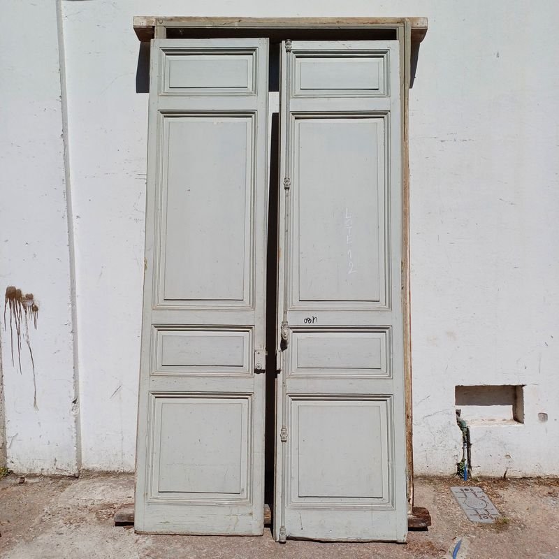 Puerta antigua de tablero, doble hoja y marco - imagen 6