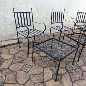 Conjunto de Sillones y Mesas Auxiliares de Hierro Negro - imagen 4