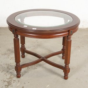 Lote anterior: Mesa de Sala Oval Inglesa con Tapa de Vidrio Biselado