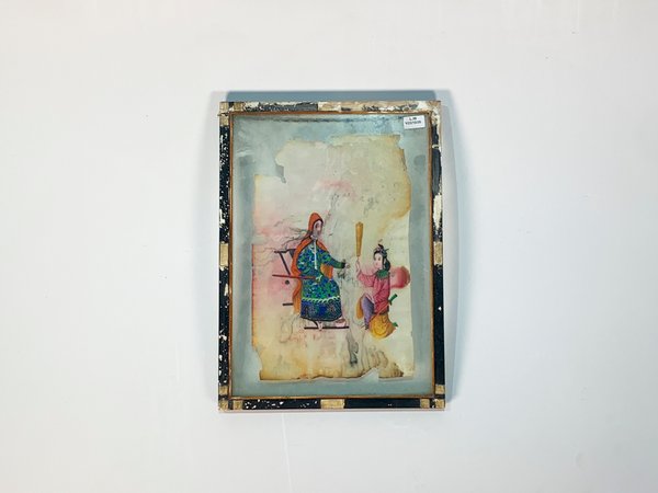 Cuadro Acuarela Estampa Japonesa: Anciana y Niña - imagen 1