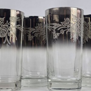 Juego de 6 Vasos de Cristal con Detalles Plateados y Flores en Relieve - imagen 4