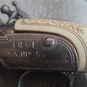Pistola Antigua Belga de Avancarga Siglo XVIII, Empuñadura de Marfil - imagen 3