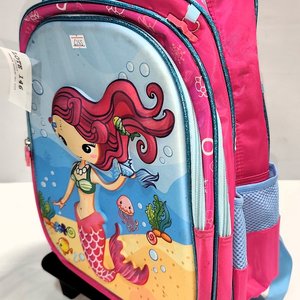 Mochila Carro Infantil con Cartuchera Diseño Sirena 3D Nueva - imagen 1