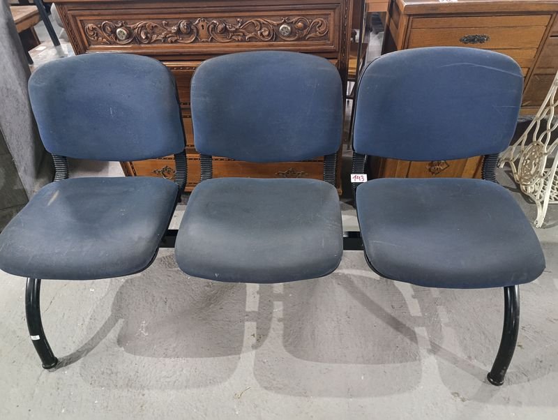 Conjunto de 3 Sillas de Oficina Azules