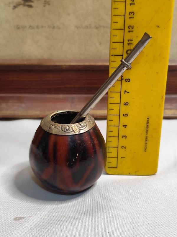 Mate de Virola con Plata y Oro con Bombilla - imagen 6