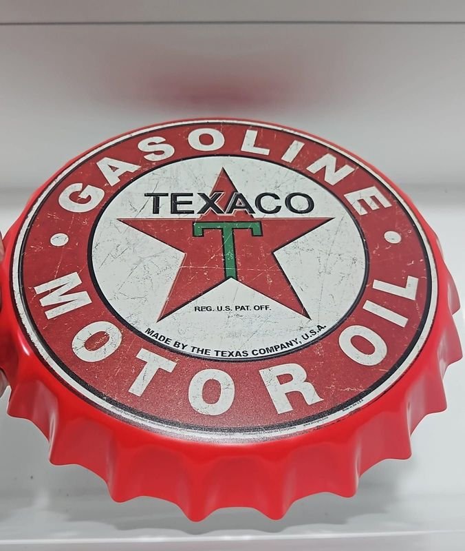 Cartel Decorativo "Texaco Motor Oil" Estilo Tapa de Cerveza