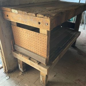 Mesa de Trabajo Antigua de Madera Rústica - imagen 4
