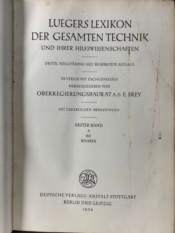 Léxico de Lueger de Tecnología y Ciencias Auxiliares 1926 - imagen 2