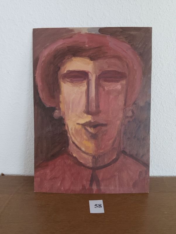Retrato al óleo sobre cartón de Luis Pérez Iglesias, 28x40 cm