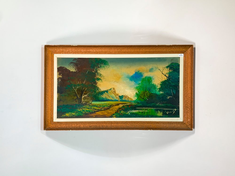 Cuadro al óleo "Paisaje Campestre" firmado H. Veloz