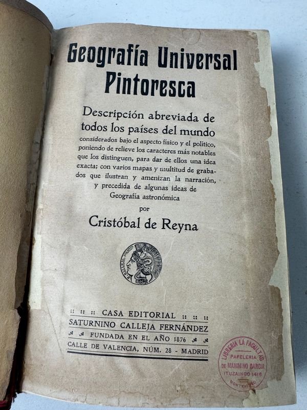 Libro de Geografía Universal Pintoesca por Cristóbal de Reyna - imagen 3