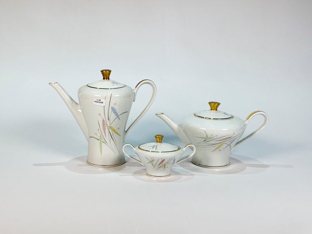 Juego de Porcelana Bavaria Edelstein Blanco con Hojas y Espiga