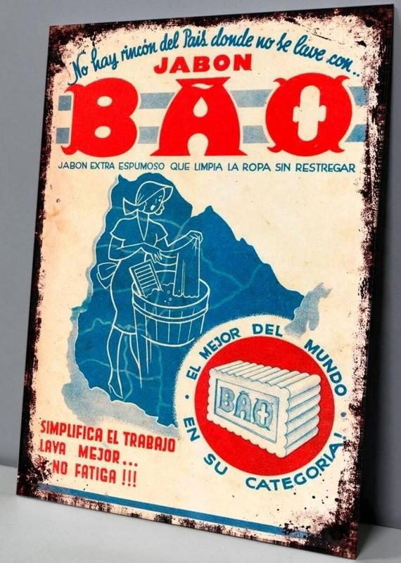 Cartel Chapa Decorativo Jabón Bao "El Mejor del Mundo" 28x19 cm