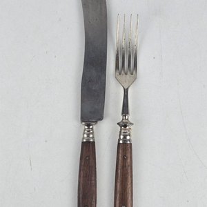 Cuchillo y Tenedor de Mesa Alemanes Solingen con Mango de Madera - imagen 2