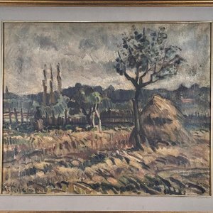 Alceu Ribeiro - Óleo sobre Lienzo "Escena Natural de Chacra" - imagen 3
