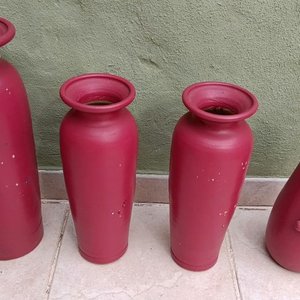 Lote de 4 Jarrones de Cerámica Rojos - imagen 5