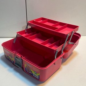 Valija Organizadora Plástica Rosada con 2 Bandejas y Compartimentos - imagen 5