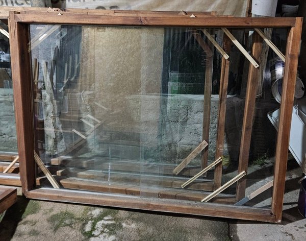 Ventana ideal división marco de cedro vidrios de correr de 5 mm