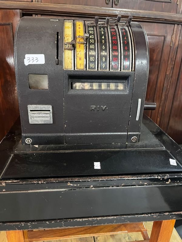 Caja Registradora Antigua RIV con Mesa Ratona de Mármol - imagen 1