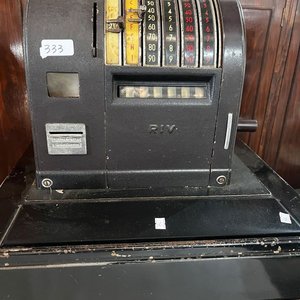 Caja Registradora Antigua RIV con Mesa Ratona de Mármol - imagen 1