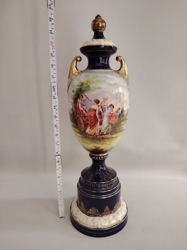 Jarrón de porcelana pintado a mano checoslovaco - imagen 2